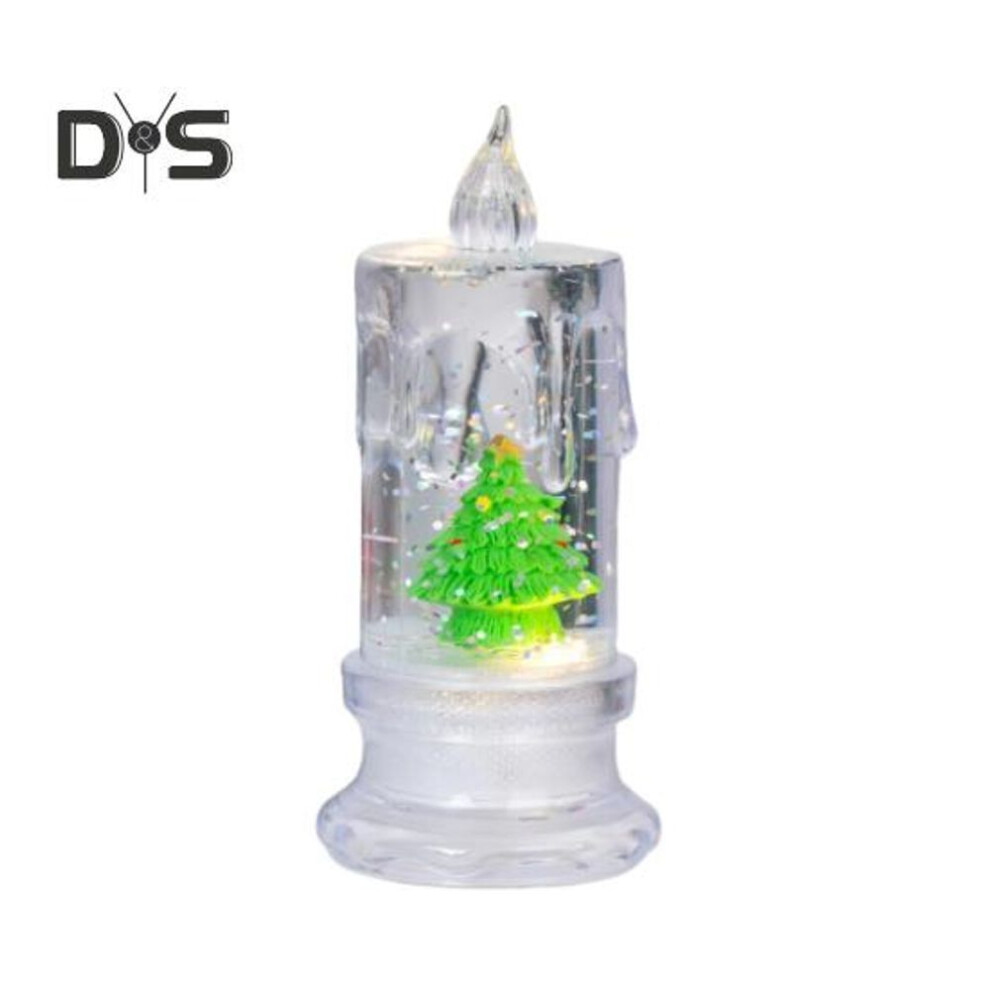 (as the picture, Christmas Tree) LED Flameless Candles Battery Operated Christmas Candle with Inside Santa Snowman Xmas Tree Reindeer Figurine Festive Flameless Candles for Home
