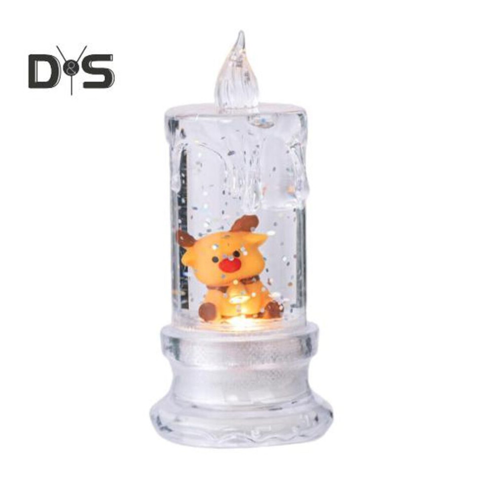 (as the picture, Deer) Led Flameless Candles Battery Operated Christmas Candle With Inside Santa Snowman Xmas Tree Reindeer Figurine Festive Flameless Candles For Home