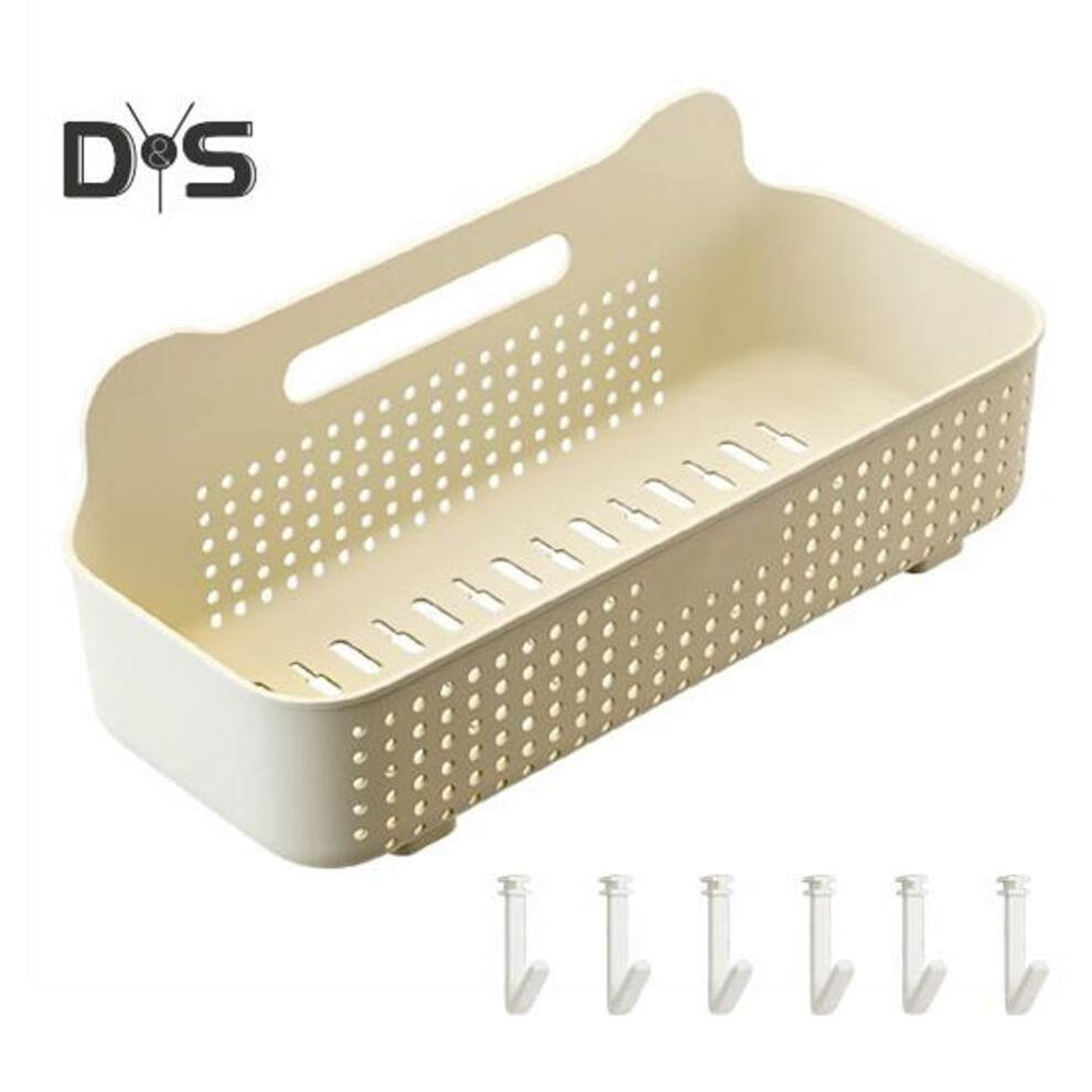 (white, L) Storage Box with Drainage Holes Large Capacity Strong Load-bearing Easy Installation Kitchen Spice Bottle Holder Shower Rack