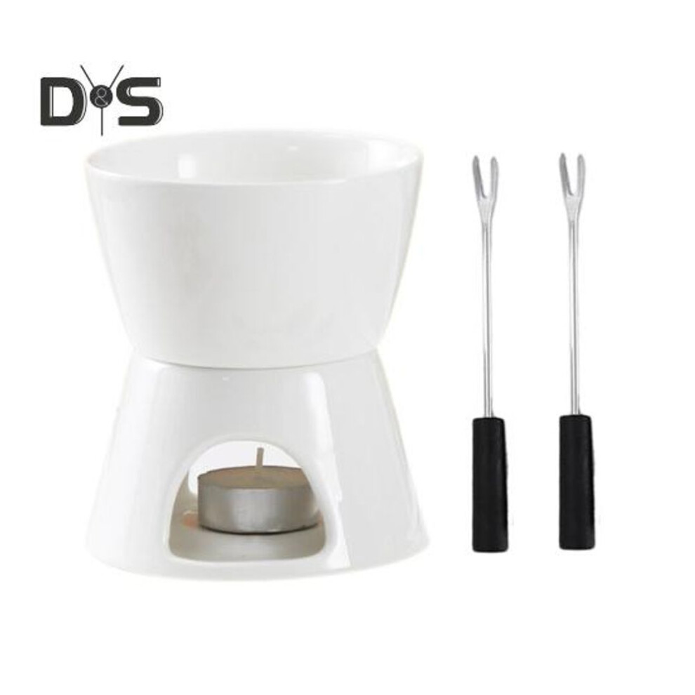 Chocolate Fondue Mugs With Forks Melting Cups For Chocolate Butter Ceramics Hot Pot Set Cheese Fondue Simmer Mug Tealight Candle Fondue Pot