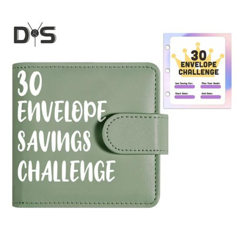 (dark green) Money Binder For Cash Saving 30 Envelopes Money Saving Challenge Budget Book Faux Leather Cash Organizer For Home School Travel