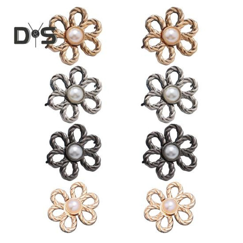 (as the picture, B) 8 Pcs Pant Waist Tightener Alloy Flower Butterfly Buttons Sew-on Waist Extender Buckle for Loose Jeans Skirts DIY Projects
