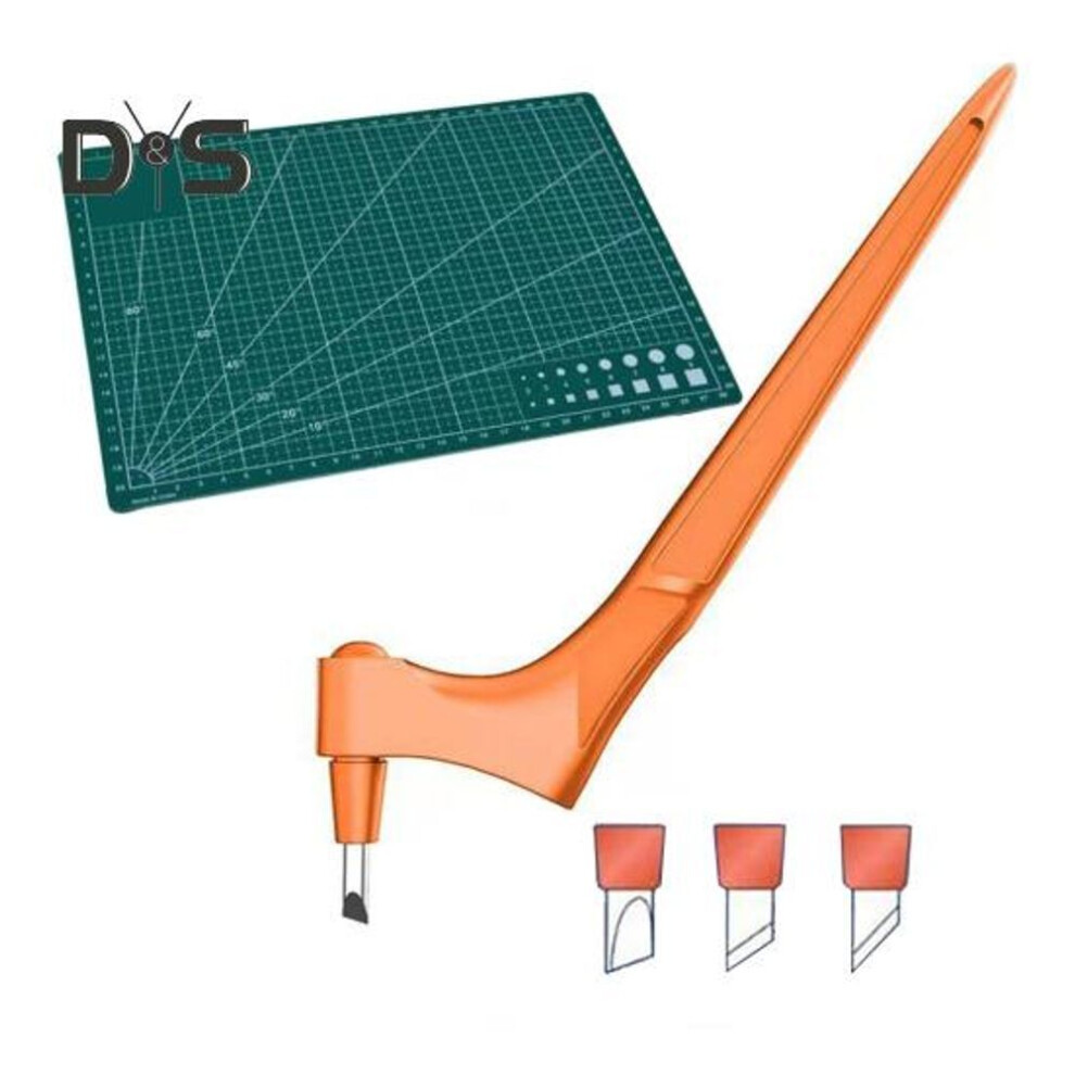 (yellow) Craft Cutting Tool 360-degree Rotating Blade Craft Knife Stainless Steel Cutter Pen With 15 30 45 Degree Engraving Heads And Plate For Diy Crafts