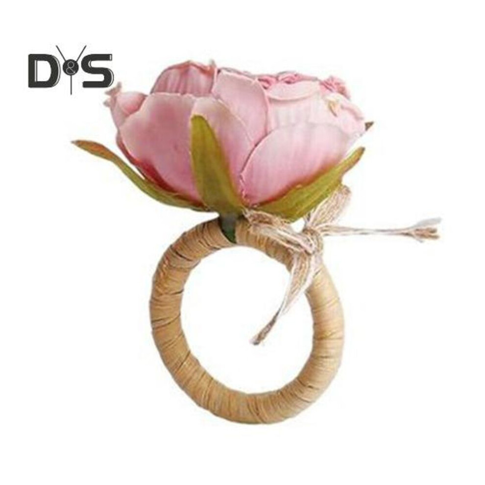 (as the picture, 1pc) Flower Napkin Ring Handmade Rose Napkin Ring With Bow Tie Rustic Dinner Napkin Holder For Valentine's Day Wedding Parties