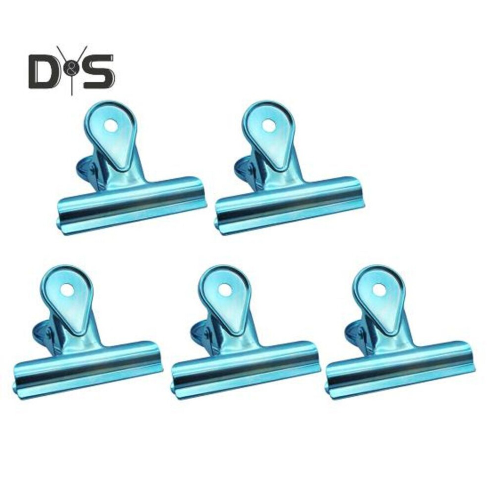 (blue) 5 Pcs Bull Paper Clips Colorful File Money Binder Clip Bulldog Paper Clamps For Home Office School Kitchen Work Art Supplies