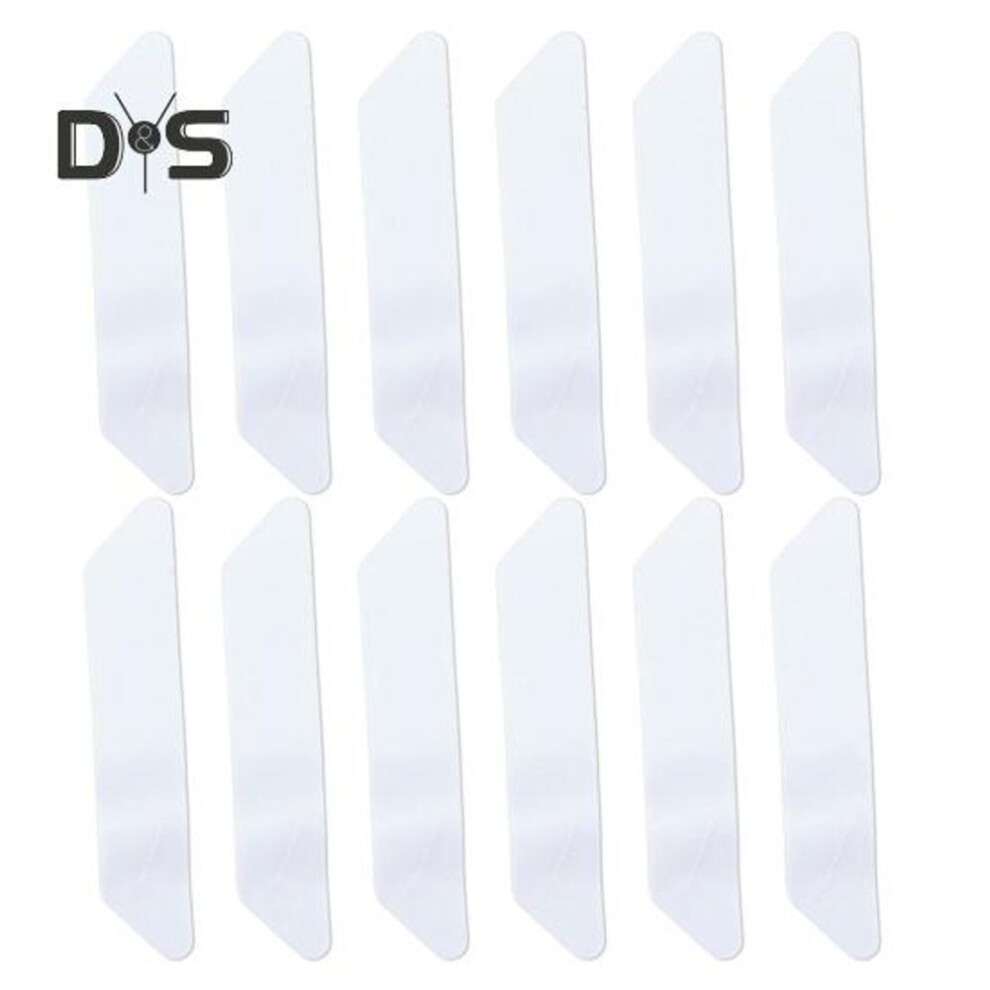 (white, 12pcs) 12Pcs Trapezoid Rug Gripper Washable Reusable Hardwood Floor Tile Carpet Tape Double Sided Adhesive Area Rug Pad Sticker