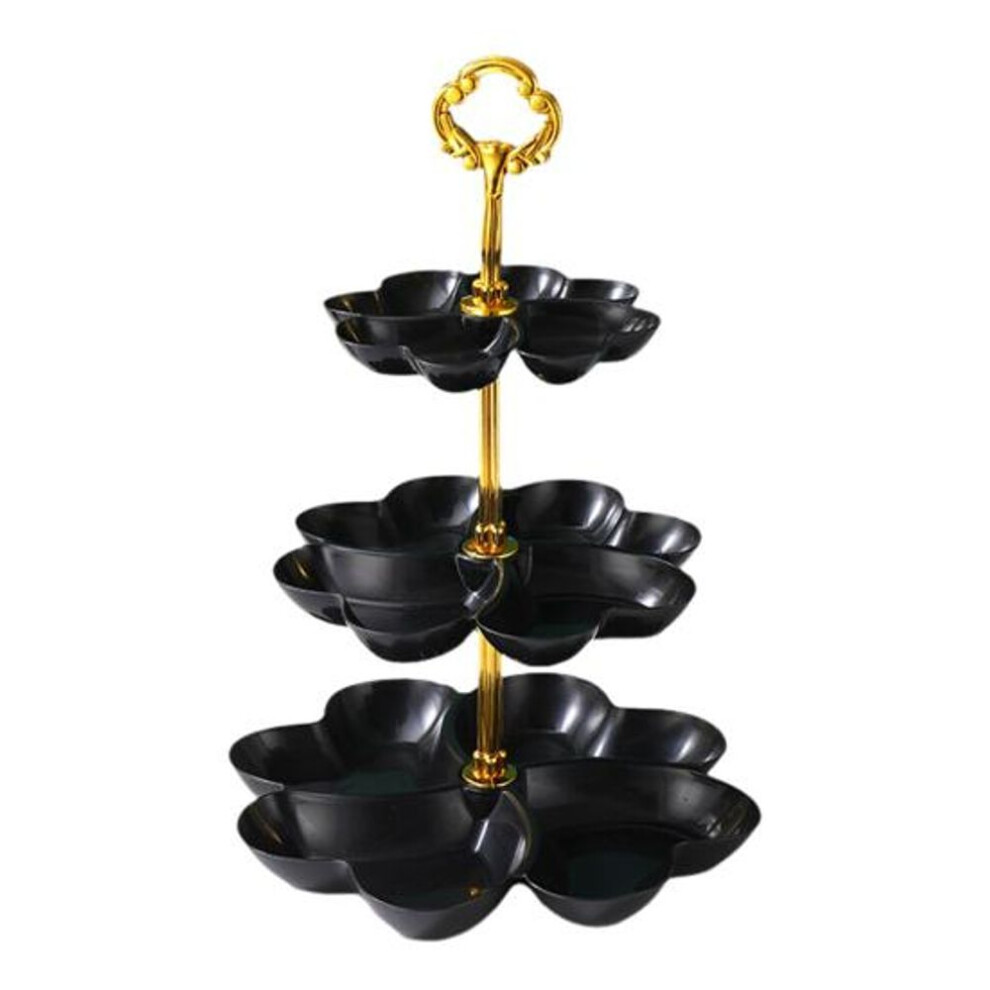 (black) Fruit Bowl Basket Stand for Kitchen Countertop 3 Tier Space-Saving Fruit Holder Food Tray Organizer for Fruits Snacks Desserts