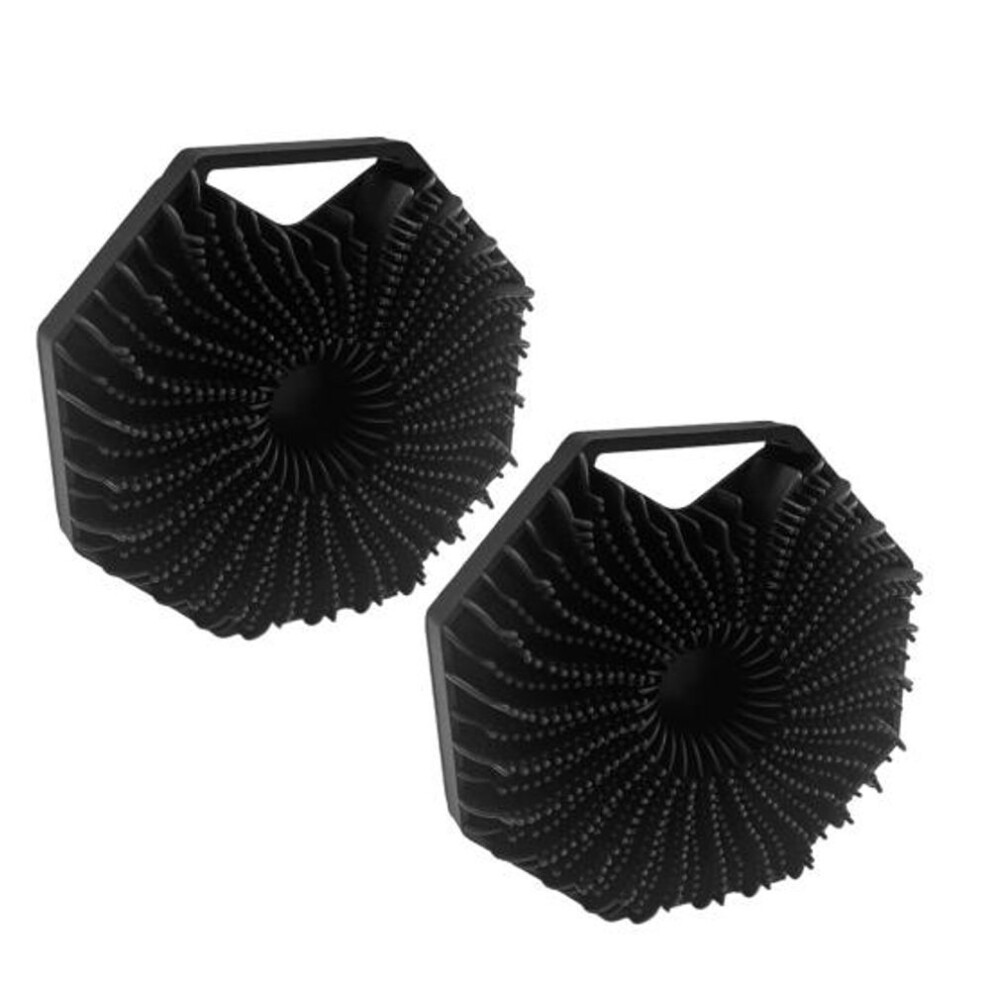 (black, 2pcs) Polygonal Silicone Bath Brush Sensitive Skin Exfoliating Body Scrubber With Massage Bristles Anti-slip Handle Shower Brush