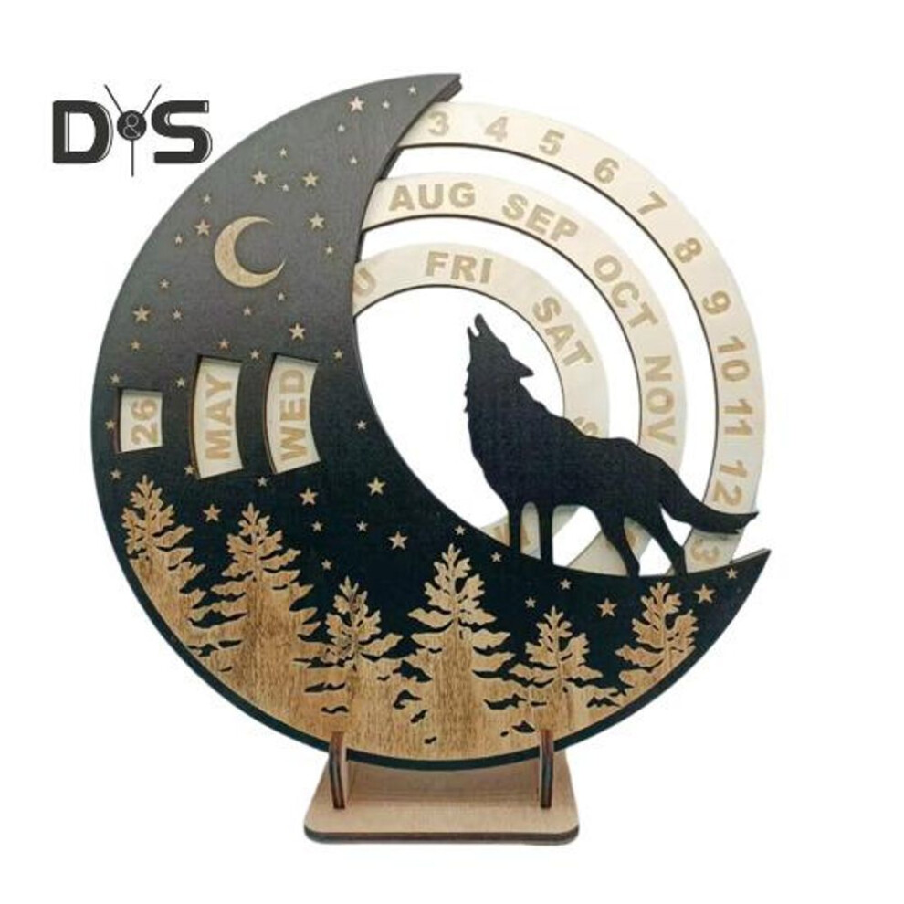 (as the picture, C) Rotatable Wooden Perpetual Desk Calendar With Base Heavy Duty Date Week Month Display Home Office Bedroom Wall Hanging Calendar Decoration