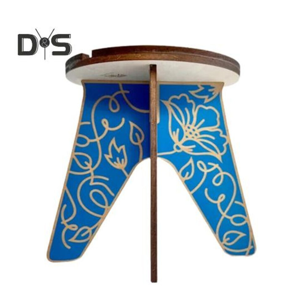 (blue) Wooden Flower Pot Holder Plant Display Stand Indoor Floral Pattern Flowerpot Stand For Potted Plants Garden Decor