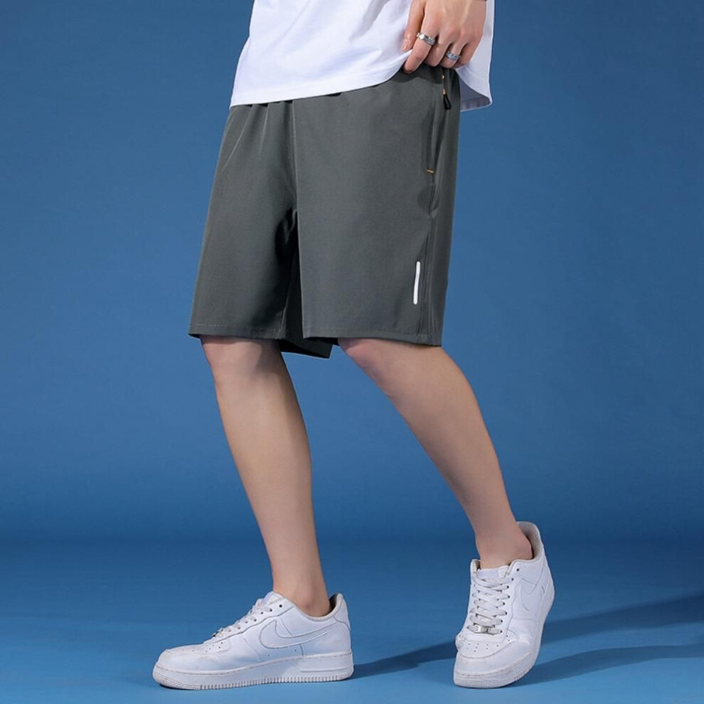 (gray, XXXXL) Reflective Stripes Men's Casual Loose Summer Beach Shorts Ice Silk Quick Dry Basketball Shorts-image-OPC-PH6GPNG-NEW