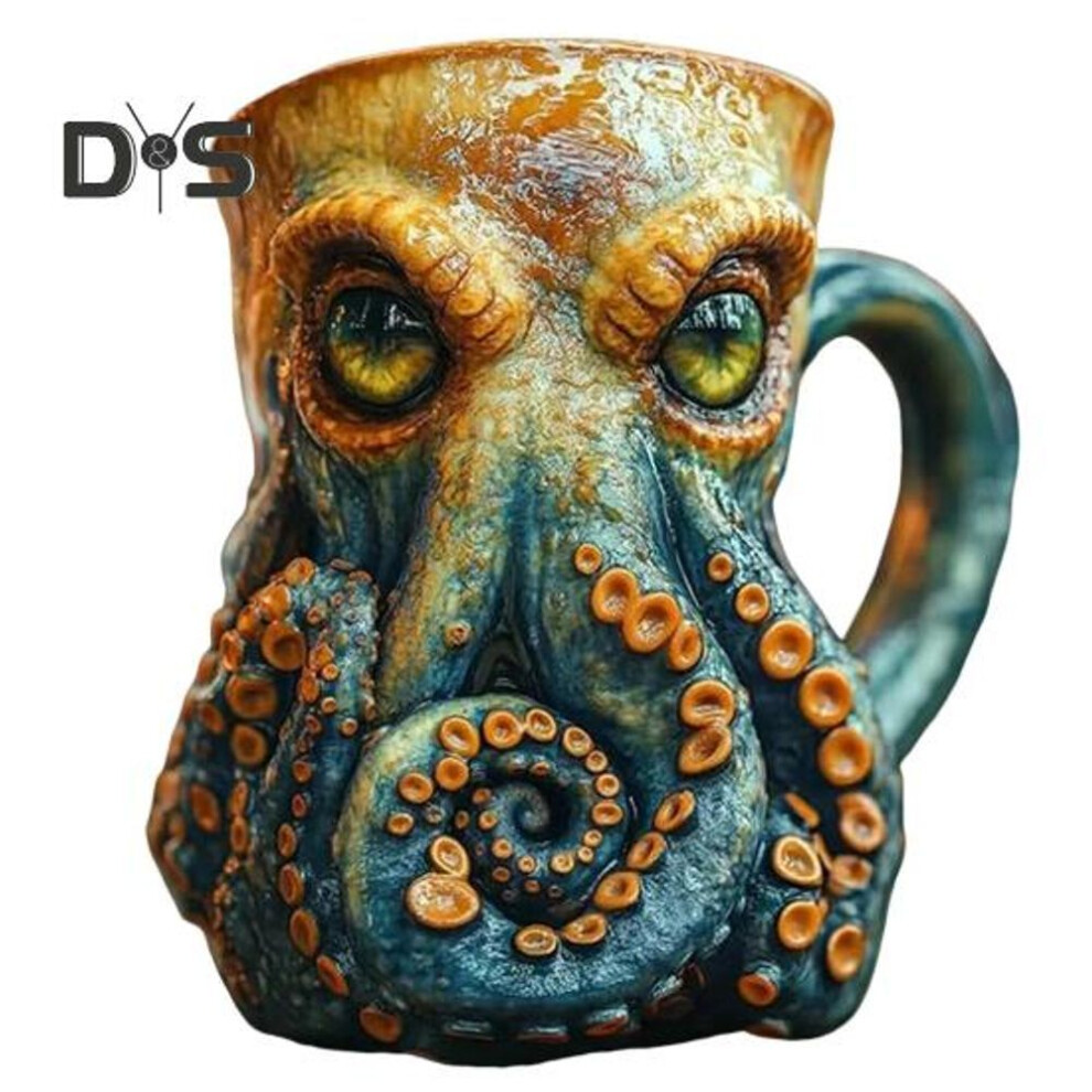 (as the picture, A) Cthulhu-inspired Octopus Beer Mug Medieval Pirate Viking Tankard 3D Dragon Collector Cup For Bar Home Decor Unique Gift For Men Horror Themed