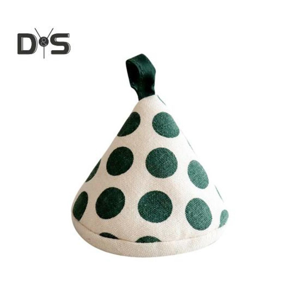 (green) Heat Insulation Gloves Non-slip Kitchen Tool Durable Triangle Pot Handle Cap High Temperature Resistance Cotton Oven Gloves with Hanging Rings