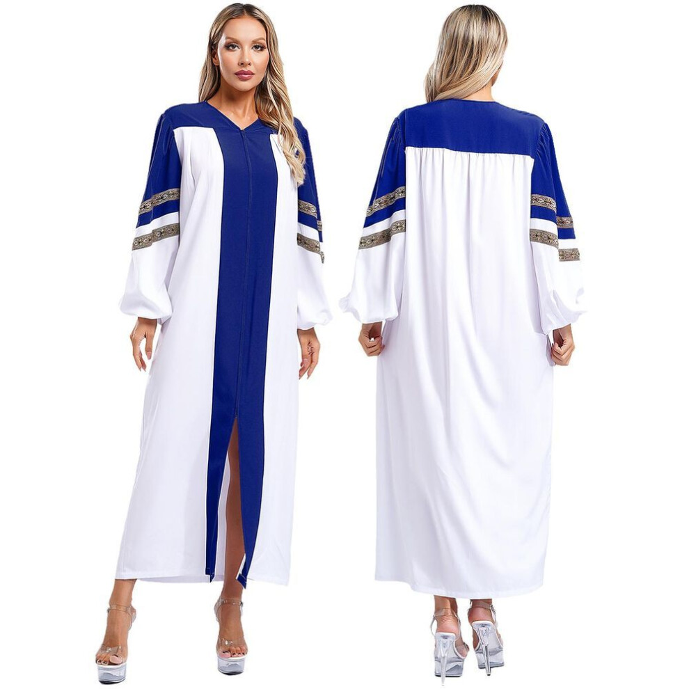 (3XL, blue) Womens Church Clergy Dress Choir Robe Minister Loose Fit Maxi Dress Priest Preacher Liturgical Dresses Dance Performance Costume