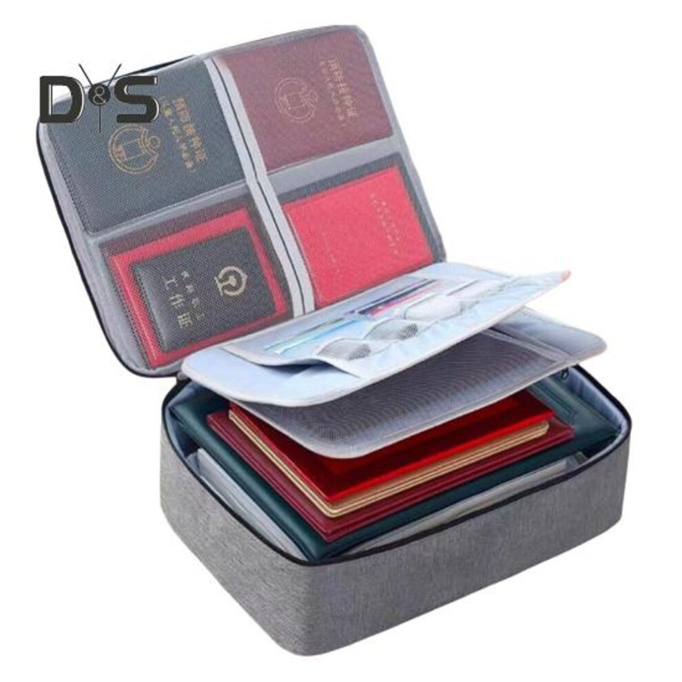 (grey) Document Organizer Folio Storage Bag With Handle Zipper Closure Large Capacity Waterproof Envelope File Holder Organizer