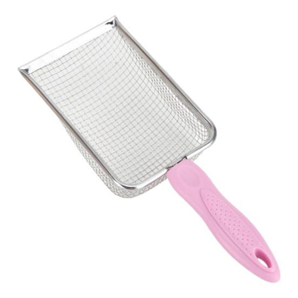 (pink) Cat Litter Scoop Stainless Steel Deep Shovel Mesh Scooper Non-stick Poop Sifting Scoop Kitten Pooper Lifter For Litter Box