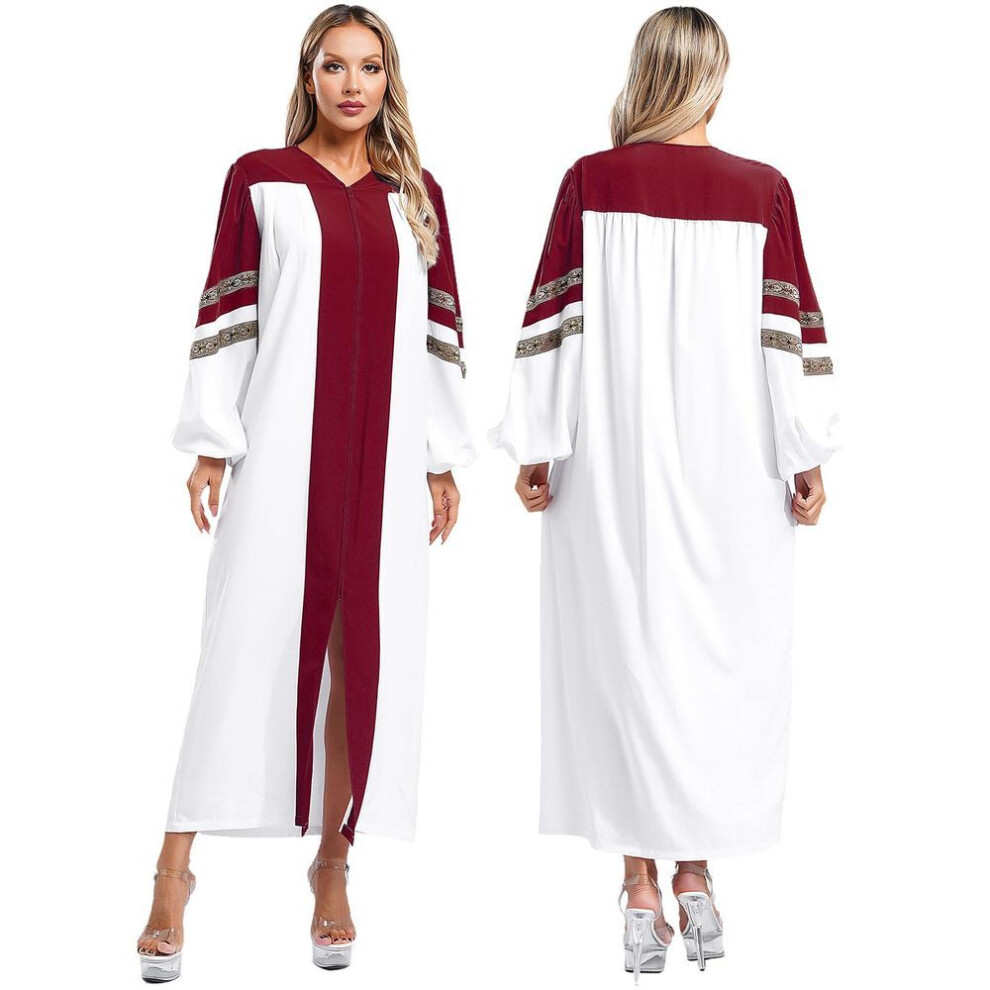 (XL, burgundy) Womens Church Clergy Dress Choir Robe Minister Loose Fit Maxi Dress Priest Preacher Liturgical Dresses Dance Performance Costume