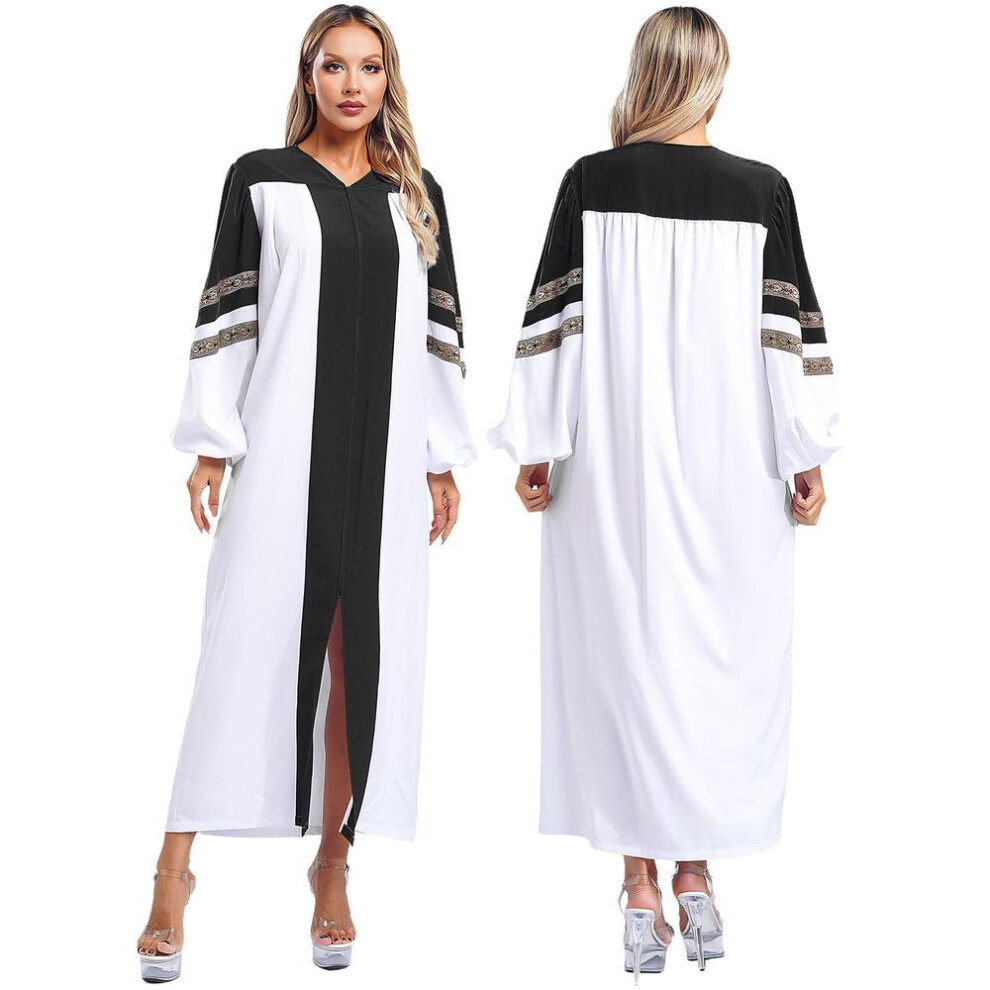 (M, black) Womens Church Clergy Dress Choir Robe Minister Loose Fit Maxi Dress Priest Preacher Liturgical Dresses Dance Performance Costume