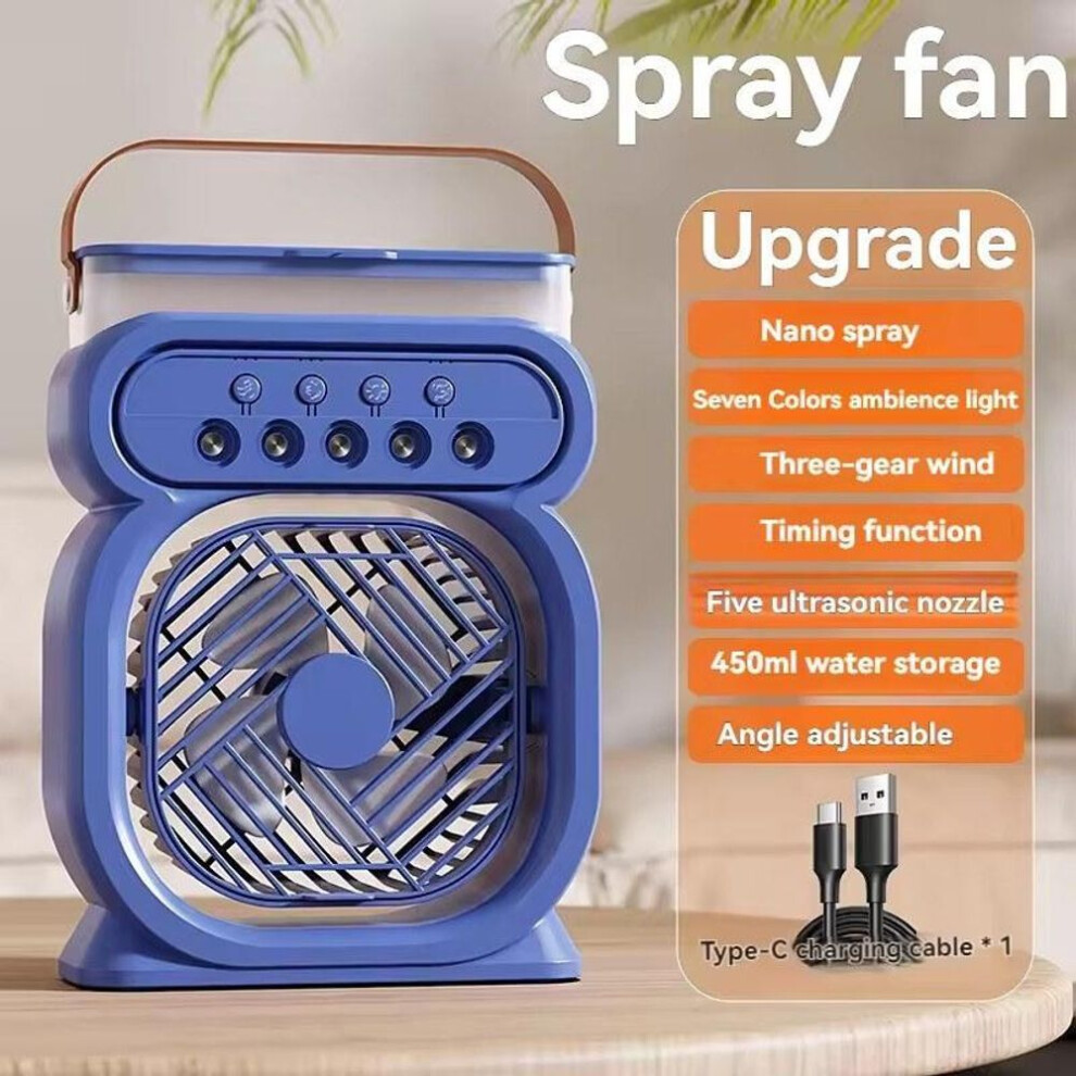 (blue, 1 PCS) 3 In 1 Fan Air Conditioner Household Small Air Cooler Led Night Light Portable Humidifier Air Adjustment Fan Office Home Fan