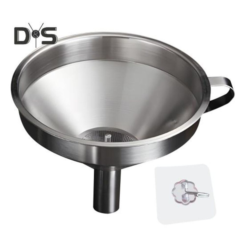 (as the picture, M) Stainless Steel Filter Funnel 11/13/15cm Food-grade Metal Filling Funnels For Liquids Dry Ingredients Spices Powders High Heat Resistant Kitchen