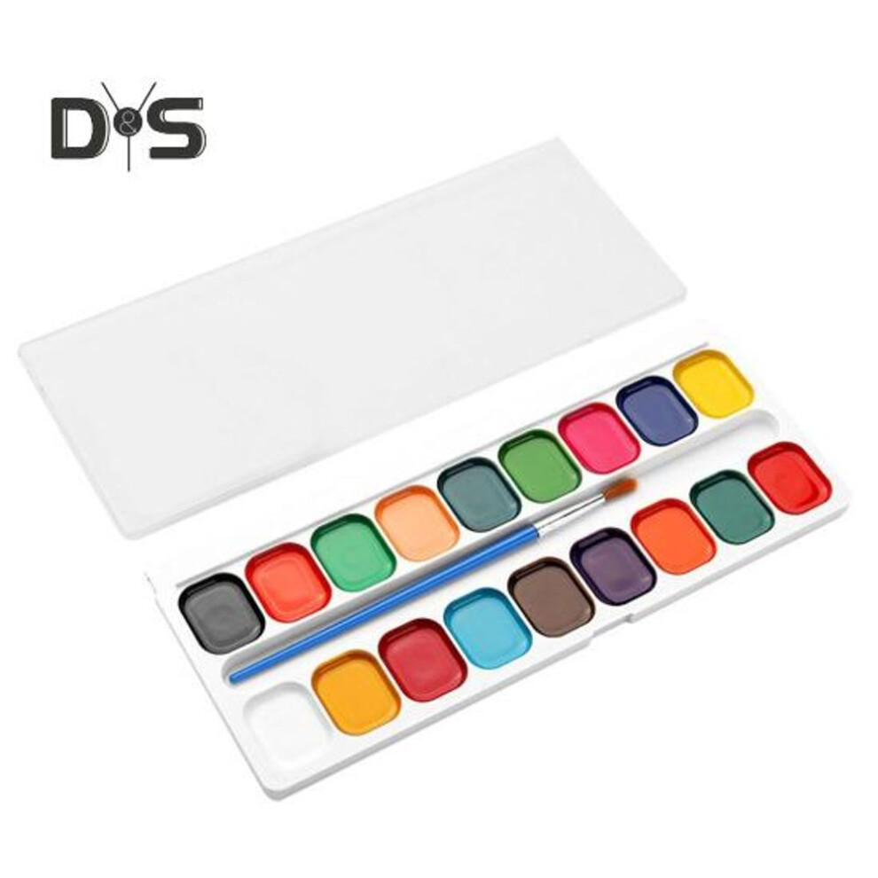 (as the picture, C) Boxed Watercolor Paint Set Water Soluble Pigments Set With Brush Portable Watercolor Palette For Kids Adults Travel School Art Projects