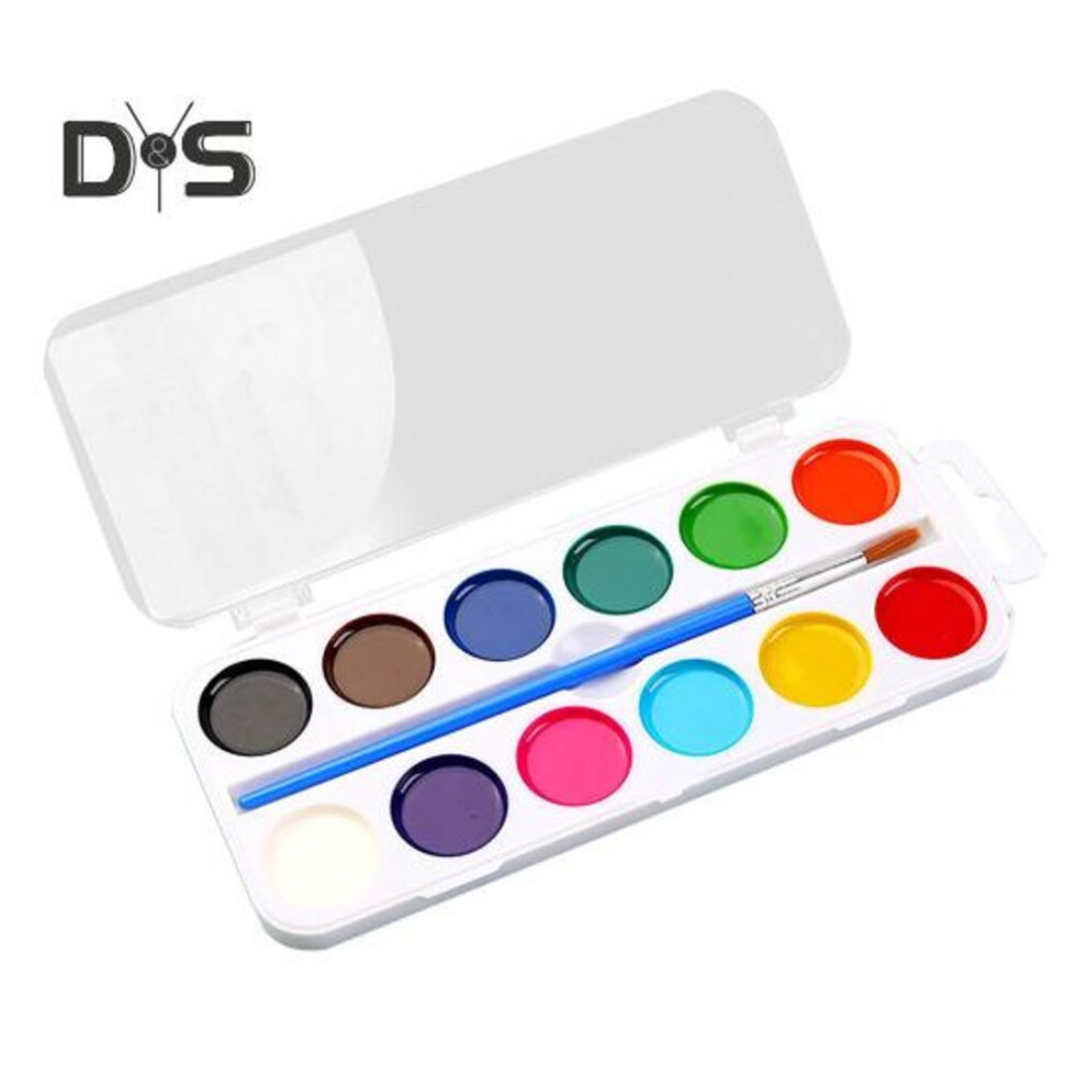 (as the picture, A) Boxed Watercolor Paint Set Water Soluble Pigments Set With Brush Portable Watercolor Palette For Kids Adults Travel School Art Projects