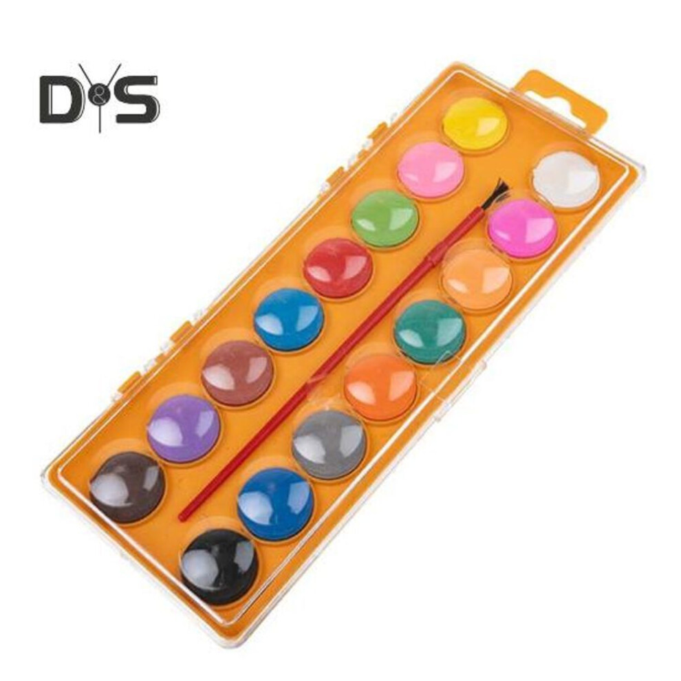 (dark orange) 1 Set Watercolor Paints 16 Colors Solid Watercolor Pigments Water-Soluble Paints Portable Watercolor Palette for School Projects Travel