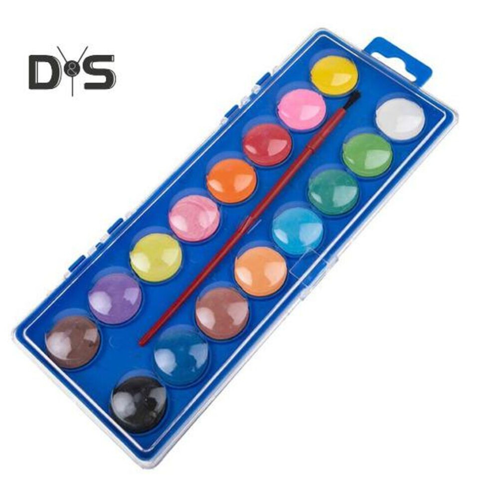 (dark blue) 1 Set Watercolor Paints 16 Colors Solid Watercolor Pigments Water-soluble Paints Portable Watercolor Palette For School Projects Travel