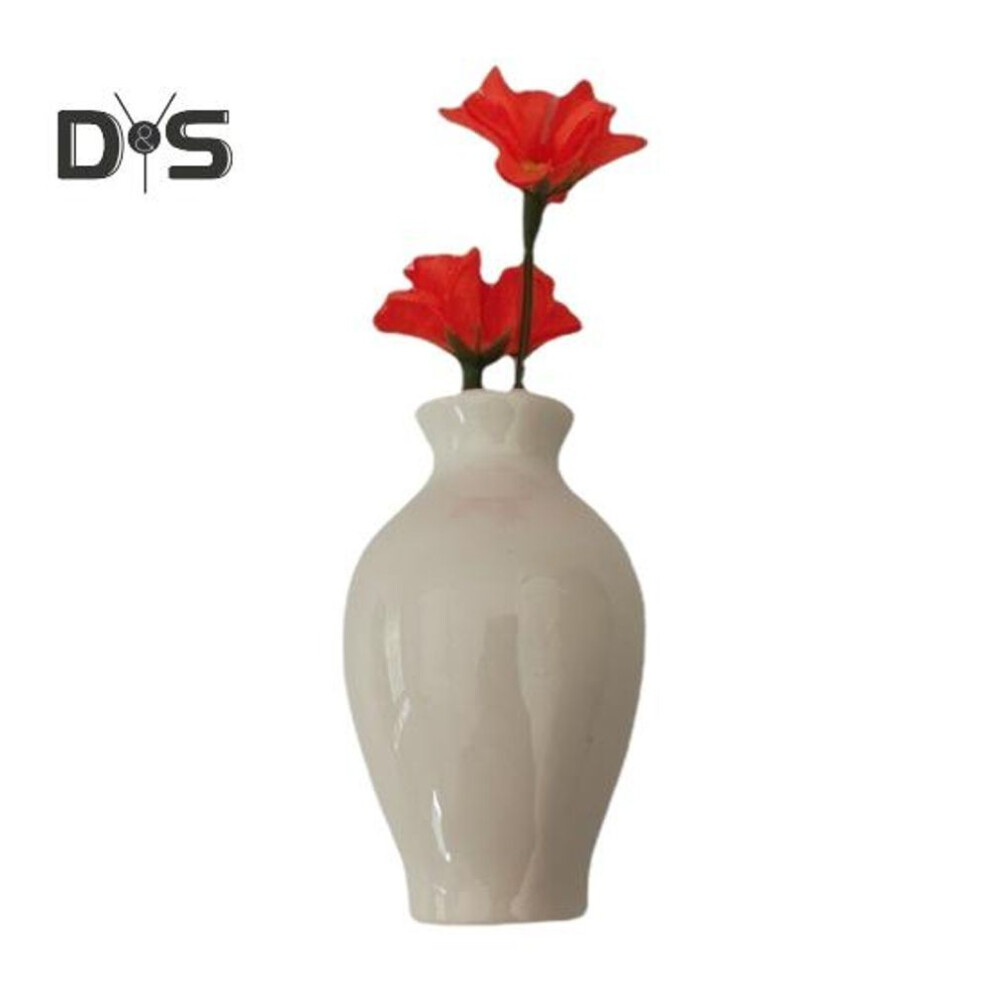 (as the picture, D) Mini Ceramic Vase Refrigerator Magnet With Artificial Flower Home Office Kitchen Locker Fridge 3D Miniature Flower Vase Magnetic Decoration Ornament