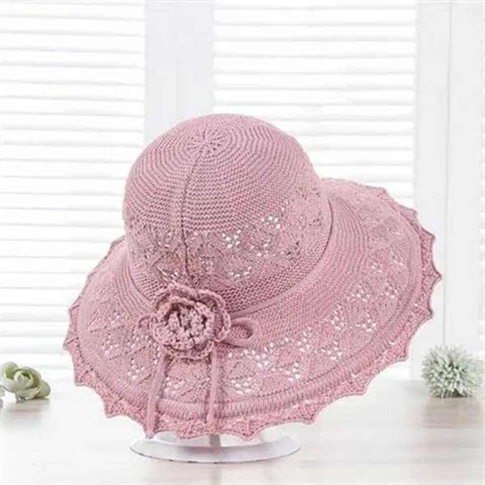 (pink, one size) Sun Hat Women's Spring And Summer Thin Foldable Uv Protection Sun Hat Straw Hat