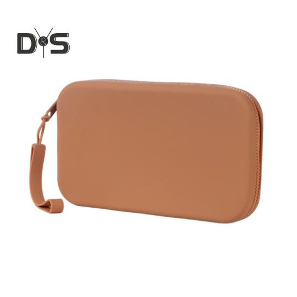 (brown) Silicone Pencil Case Aesthetic Pencil Pouch Multifunctional Zipper Cosmetic Storage Bag For Stationery Makeup Brushes Keys