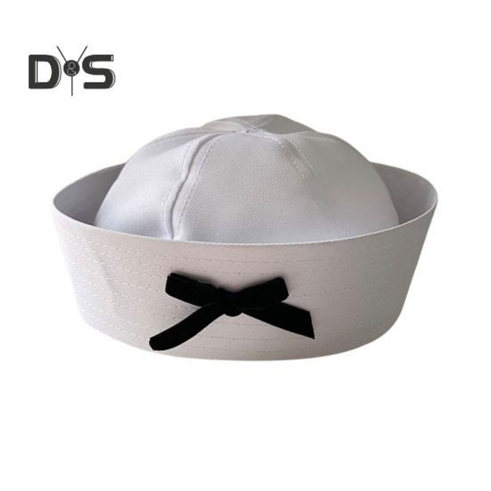 (white, 58) Women Sailor Hat Flip Eaves Bow Decor Lightweight Washable Solid Color Sweet Girl Party Cosplay Cap JK Beret Dome Navy Cap