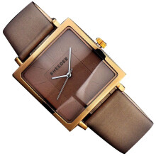 (brown) Square Dial Quartz Analog No Numbers Business Wrist Watch Gift