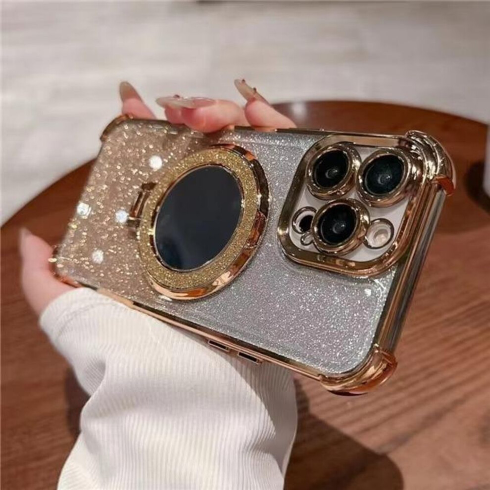 (gold, iPhone 7/8) For Iphone 16 15 14 Pro Max Redmi Note 13 12 Pro Samsung S25 S24 Ultra A05 A06 A14 A15 A16 Bling Glitter Mirror Kickstand Full Lens Protect Phone Case
