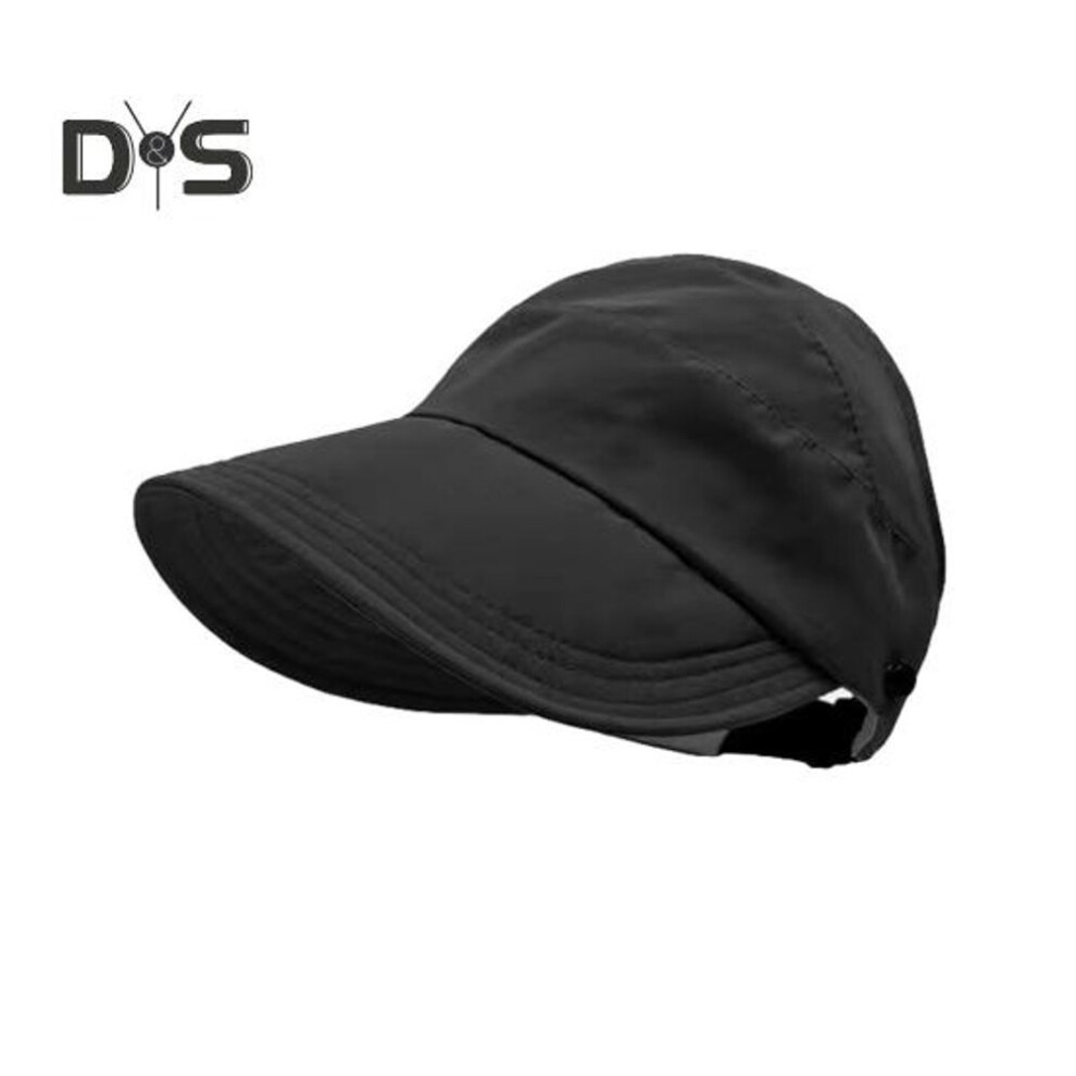 (black) Outdoor Sun Protection Hat With Side Hook Anti-uv Wide Brim Sunscreen Solid Color Ponytail Hole Adjustable Foldable Lightweight Gardening Travel Sun