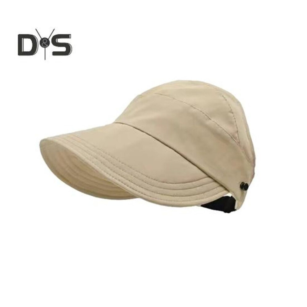 (khaki) Outdoor Sun Protection Hat With Side Hook Anti-uv Wide Brim Sunscreen Solid Color Ponytail Hole Adjustable Foldable Lightweight Gardening Travel Sun