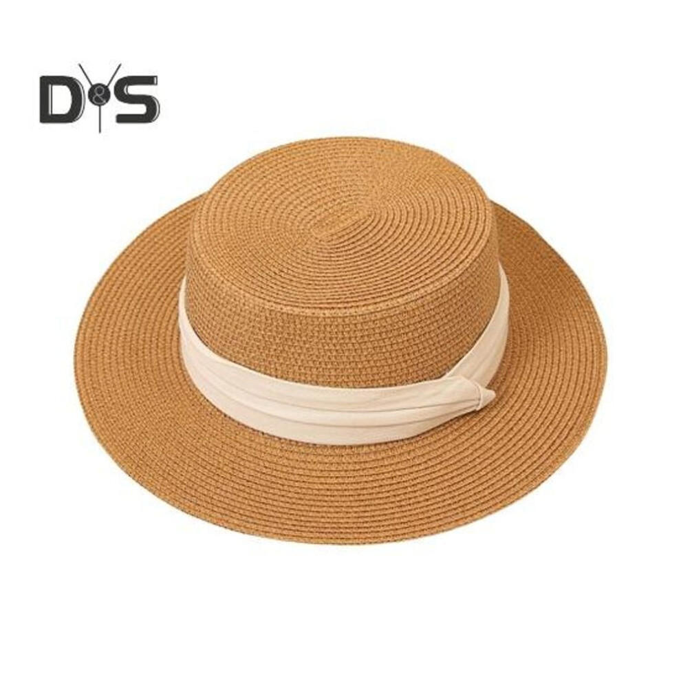 (as the picture, A) Large Women's Summer Straw Hat British Retro Style Beach Hat Sun Protection Breathable Wide Brim Jazz Soft Sun Hat For Hiking Travel Outings