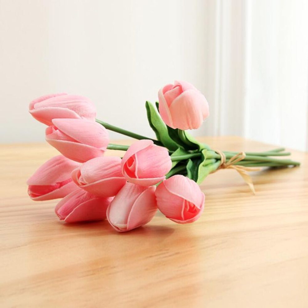 (Pink) Artificial Tulip Flowers Mini Tulip Flowers Fake Flowers Real Wedding Party Decoration Flowers Bridal Home Party Decoration Valentine'S Day
