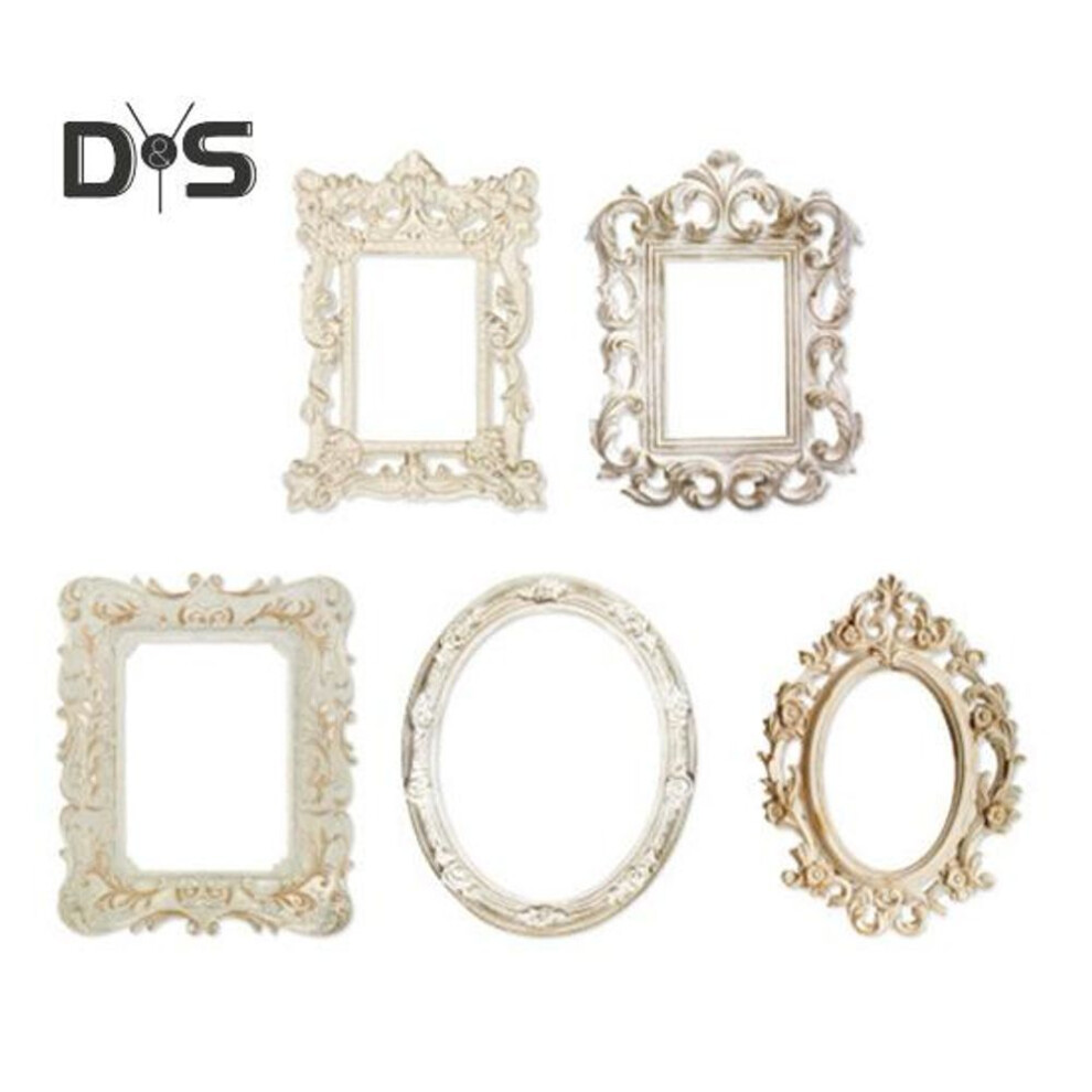 (as the picture, C) 5pcs Embossed Sticker Retro Style Hollow Design Scrapbooking Supplies Frames Diy Lace Crafting Kit Picture Frame