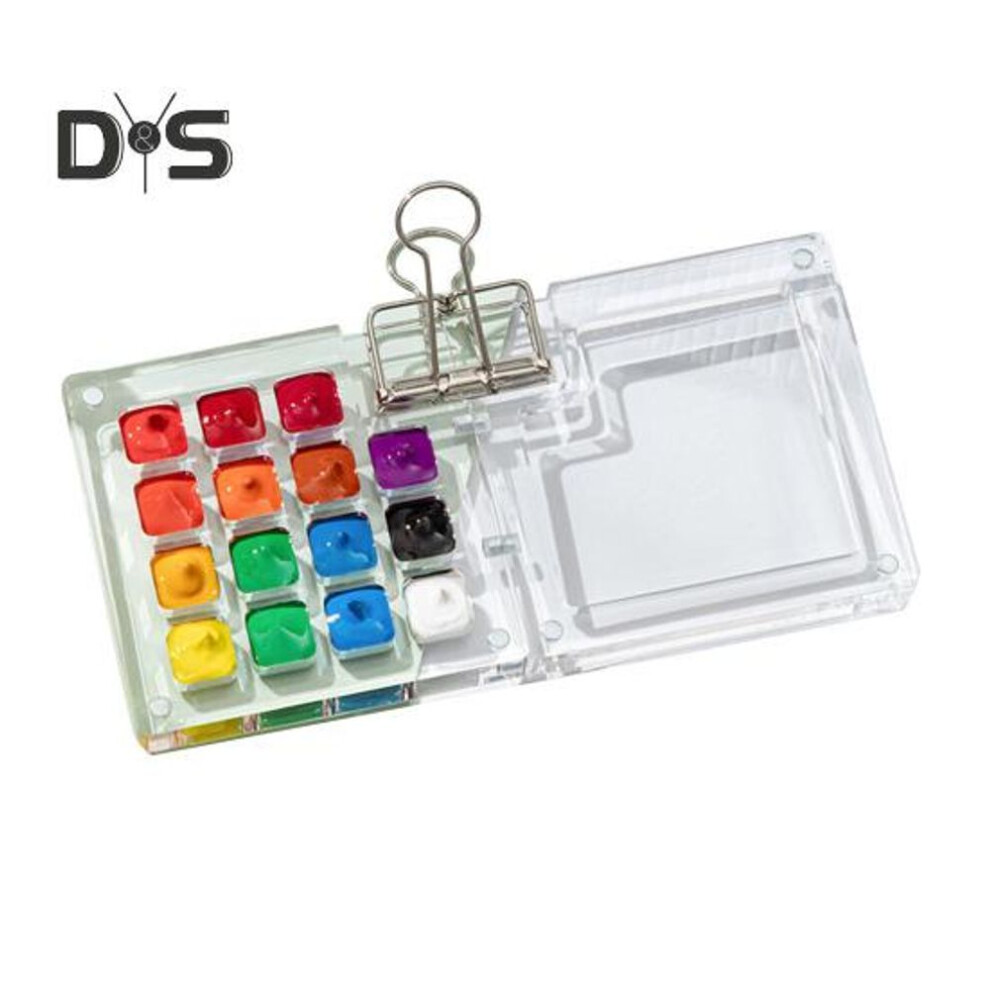 (as the picture, C) Mini Watercolor Paint Box Pocket Artist Travel Set Versatile Color Palette Portable Plastic Drawing Book
