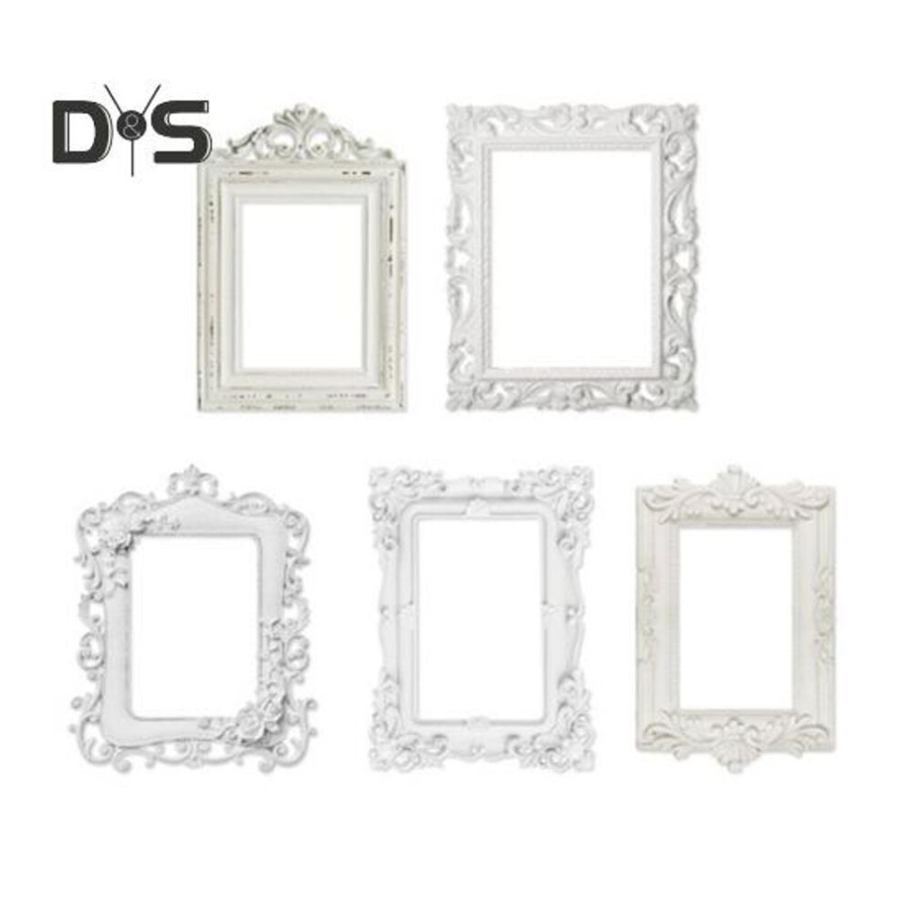 (as the picture, B) 5pcs Embossed Sticker Retro Style Hollow Design Scrapbooking Supplies Frames Diy Lace Crafting Kit Picture Frame