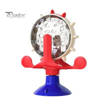 (red,blue) Interactive Cat Treat Dispenser Toy 360-Degree Rotating Windmill Cat Slow Feeder with Suction Cup Pet Food Leakage Toy for Indoor Cats