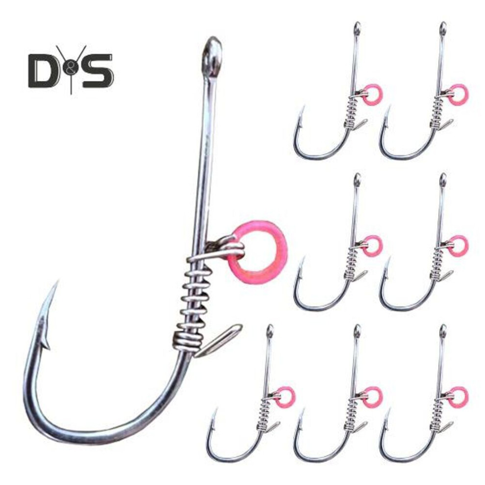 (as the picture, A) 8Pcs/Set Live Shrimp Fixing Hook Heavy Duty Carbon Steel Barbed Fishhook with Hole Freshwater Saltwater Catfish Bass Fishing Hook