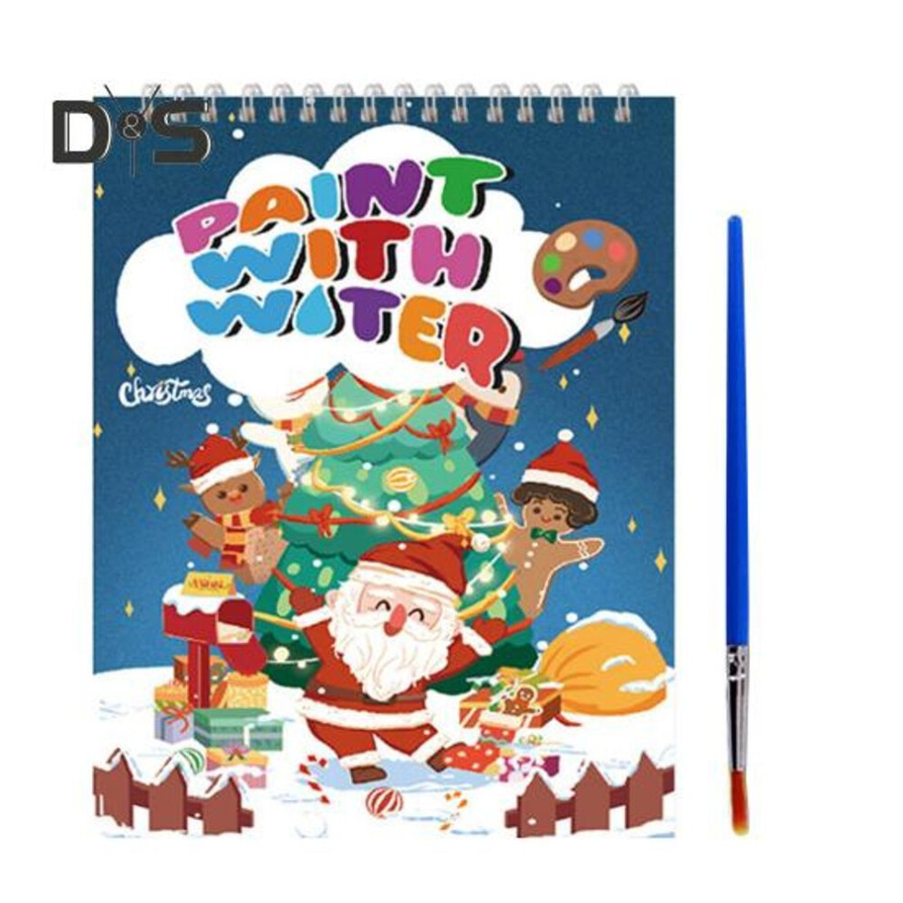 (as the picture, Xmas Santa Claus) Mini Watercolor Paint Pad Set Homeschooling Watercolor Coloring Book Adults Kids Portable Drawing Board Kit Art Supplies