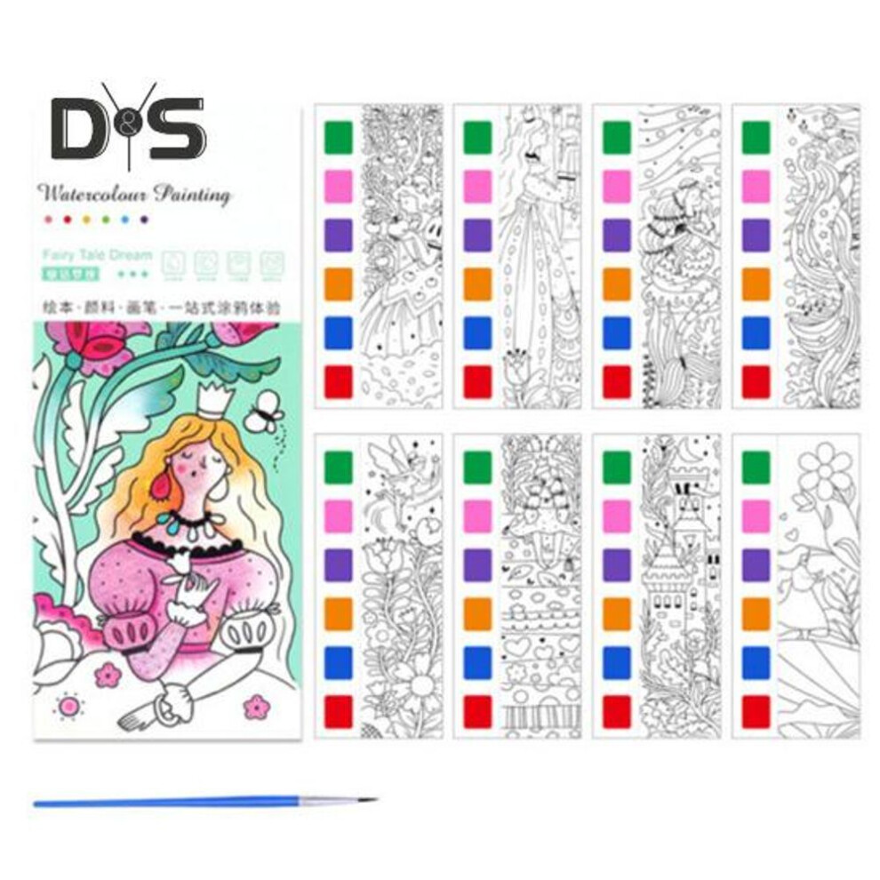 (as the picture, A) Mini Watercolor Paint Pad Adults Kids Educational Coloring Workbook Drawing Book Vibrant Color Painting Book