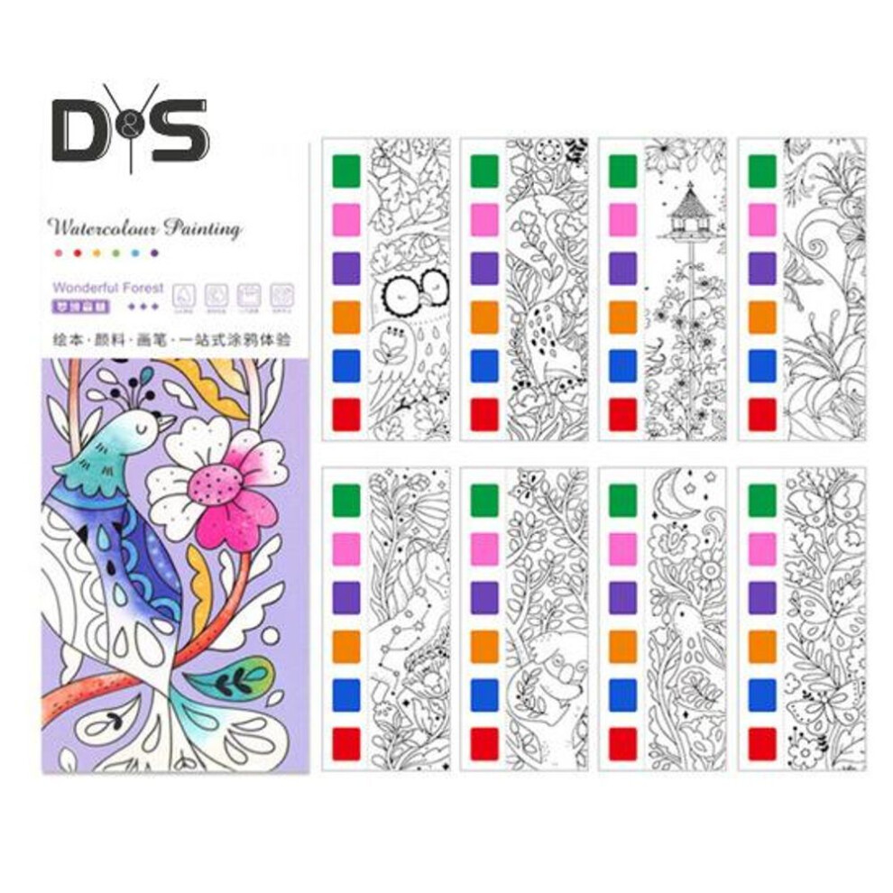 (as the picture, D) Mini Watercolor Paint Pad Adults Kids Educational Coloring Workbook Drawing Book Vibrant Color Painting Book