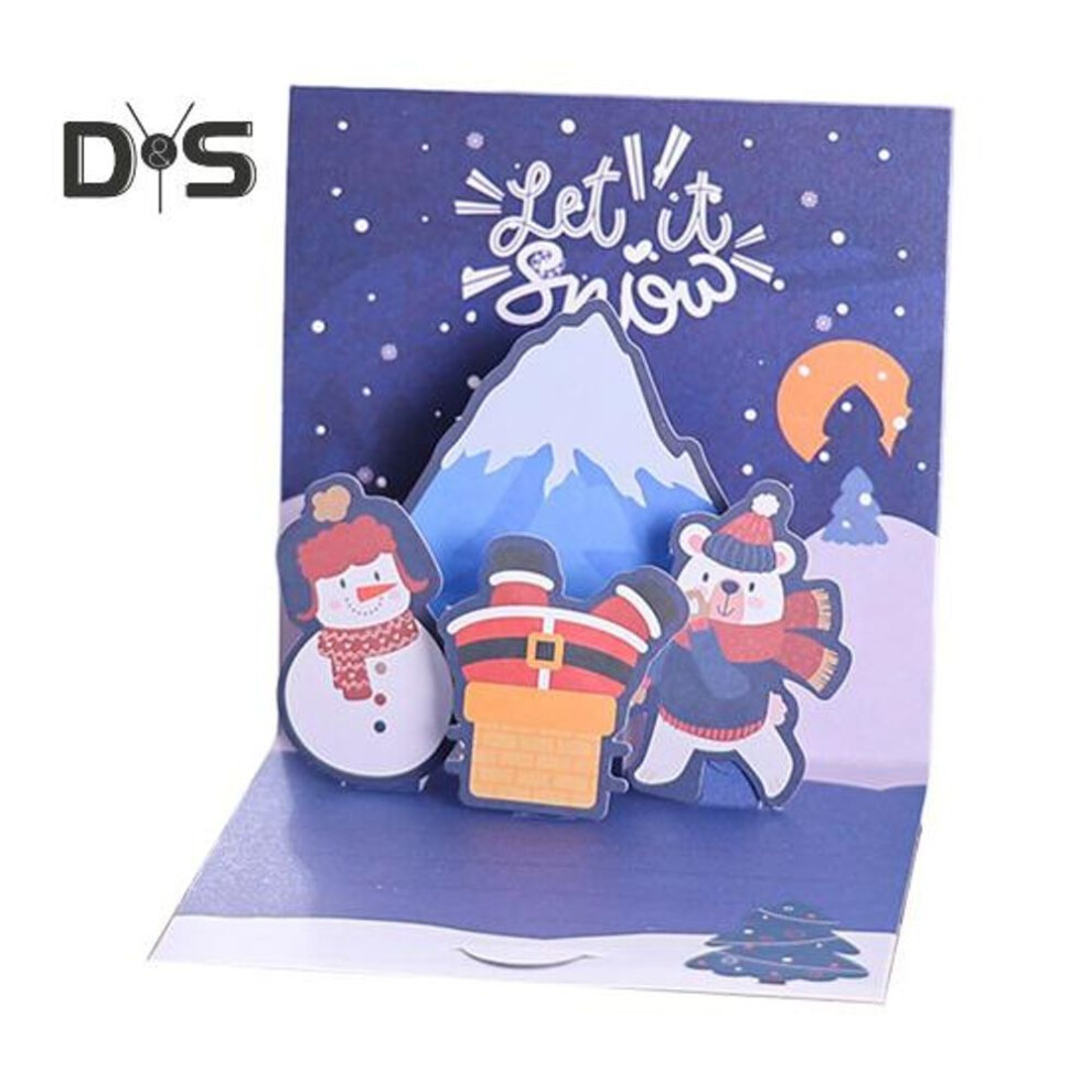 (as the picture, I) Christmas Greeting Card 3D Pop Up Holiday Greeting Card Xmas Reindeer Santa Greeting Card with Envelope New Year Gift for Family Friends