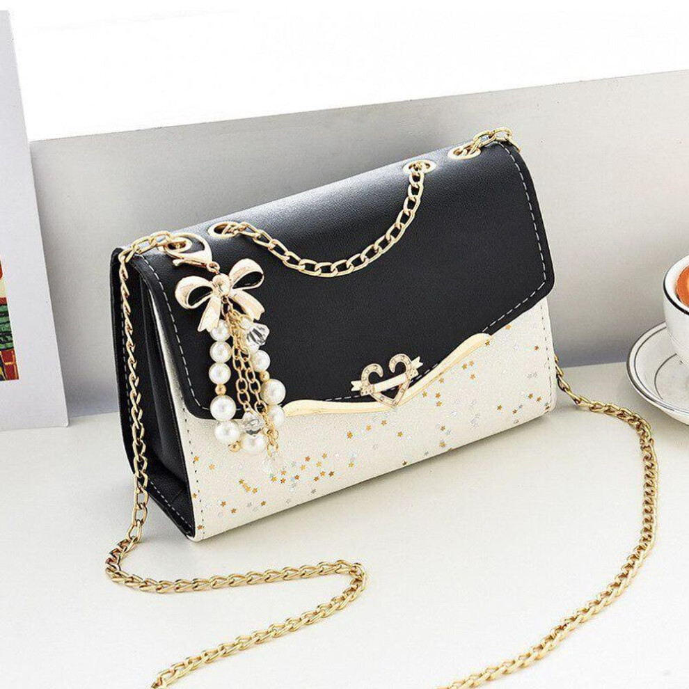 (black) Women's Fashion Shoulder Messenger Bag Metal Sequin Chain Crossbody Phone Bags Ladies Luxury Designer Street Square Bag