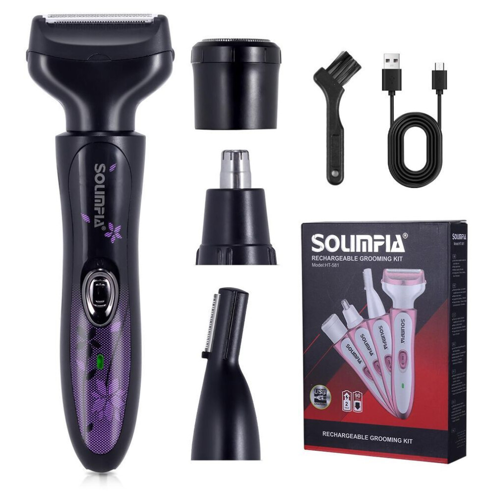 (black) 4 in 1 Bikini Trimmer for Women Electric Rechargeable Hair Trimmer Womens Electric Shaver Women Bikini Shaver