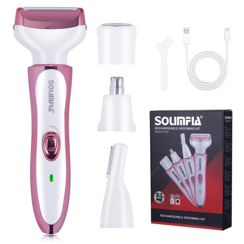 (rose pink) 4 in 1 Bikini Trimmer for Women Electric Rechargeable Hair Trimmer Womens Electric Shaver Women Bikini Shaver